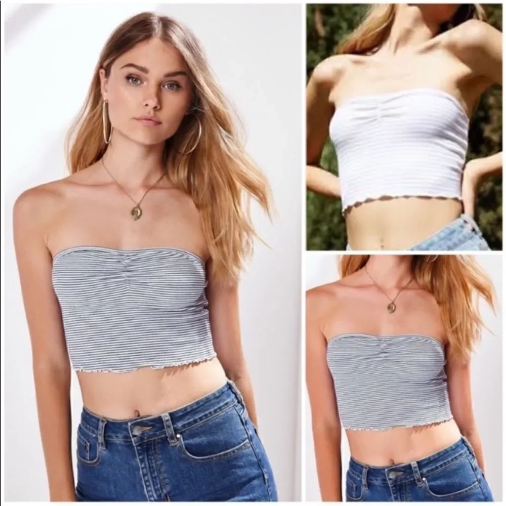 PacSun Tube Top | M | Blue & White Stripes - Picture 2 of 9